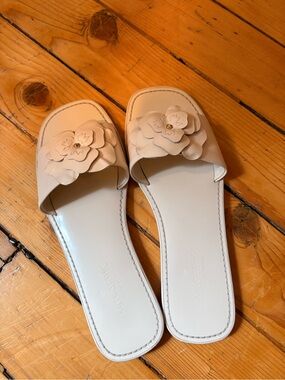 kate spade Cream Floral Slide Sandals